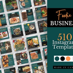 510 animierte Instagram Vorlagen für Food Blogger, Green Restaurant Instagram, Foodie Instagram Posts, Business Marketing, Canva Template