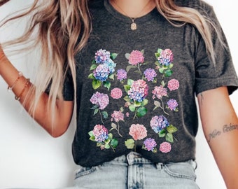 Hydrangea flower shirt for women garden lover gift wildflower tshirt gift for nature lover gardening gifts botanical plant hydrangea gift