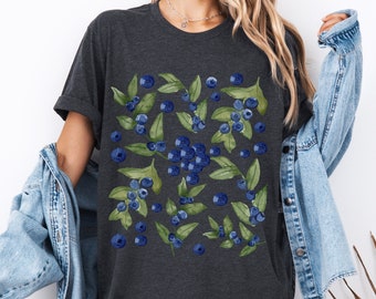 Blueberry fruit women shirt plant lady foodie tee cottagecore clothing garden lover gift idea farmers market shirt gift mom berry lover tee