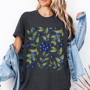 Blueberry fruit women shirt plant lady foodie tee cottagecore clothing garden lover gift idea farmers market shirt gift mom berry lover tee