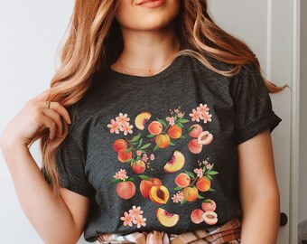 Peach shirt gift for women botanical summer fruit shirt peachy tee gift for nature lover gardening gift foodie shirt for gardener farm fresh