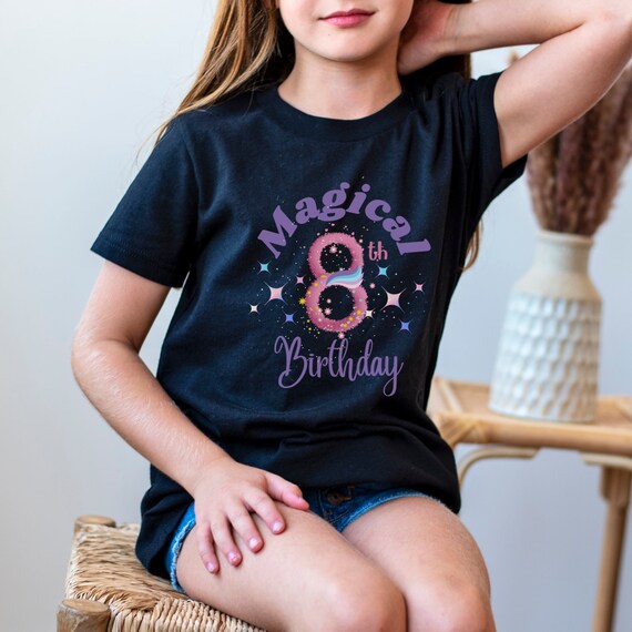 Unicorn 8th Birthday Shirt, Gift for 8 year old girl, Eighth