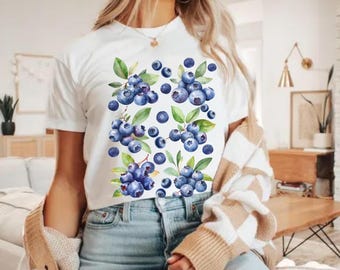 Blueberry shirt, fruit t-shirt gift for farmer, blueberry gifts, foodie tee, fruit lover gift vegan shirt, gardener shirt, plant lover gift,