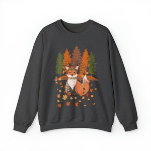Bonita sudadera de zorro, regalo para amantes de los zorros, suéter de animales del bosque, suéter acogedor con hojas de otoño, regalos de otoño para mamá, amantes de la naturaleza. imagen 7