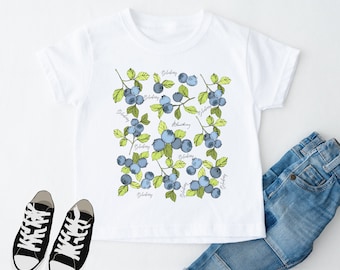 Blueberries kids shirt, garden lover gift, foodie shirt, summer fruits, gardening shirt, plant lover, berry shirt, blueberry gift, kids gift