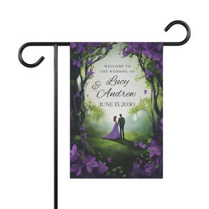 Personalized wedding garden announcement flag wedding scene with custom names gift for bride and groom porch flag home decor wedding gifts