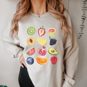 SUMMER FRUIT CREW NECK SWEATSHIRT AESTHETIC GIFT FOR HER FOODIE SWEATSHIRT GARDENING GIFTS FOR NATURE LOVER