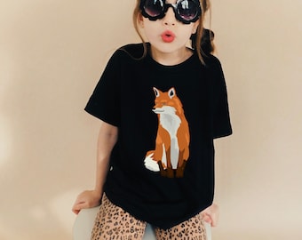Cute fall fox kid shirt cottagecore fox tee for kids youth gift for fox lover woodland animal fox children clothing autumn fox nature lover