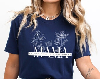 Personalized mama shirt with kids names mothers day gift custom mama shirt raising wildflowers gift idea for mom to be shirt custom new mom