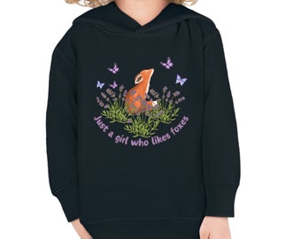 Cute fox hoodie for kid toddler girl butterfly sweater botanical fox lover gift woodland animal lover gift lavender hoodie fox clothing