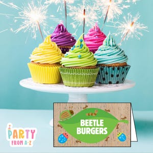 Personalised Birthday Party Candy & Lolly Food Cards | Party Decor BUG/INSECTS Boy DIGITAL Canva