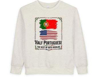 Half Portuguese Toddler Sweatshirt | Portugal and USA Flag Heritage