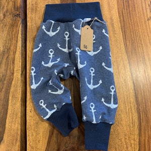 Handmade harem pants size 56 French Terry anchor blue *new*