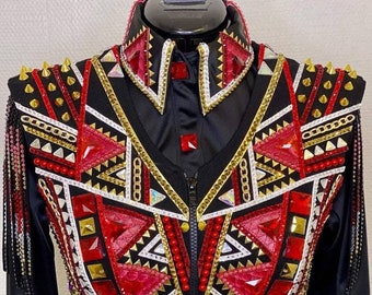 Black Base Red Western Show Vest and Shirt Horse Riding Outfit Cowgirl Apparel Women Western Gear Show Vest Horse Show Clothing Riding Shirt