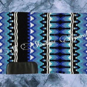 Western show Pad for horse riding made of Newzealand Wool and Vardhaman Wool Black Base with blue Gray and many more color.