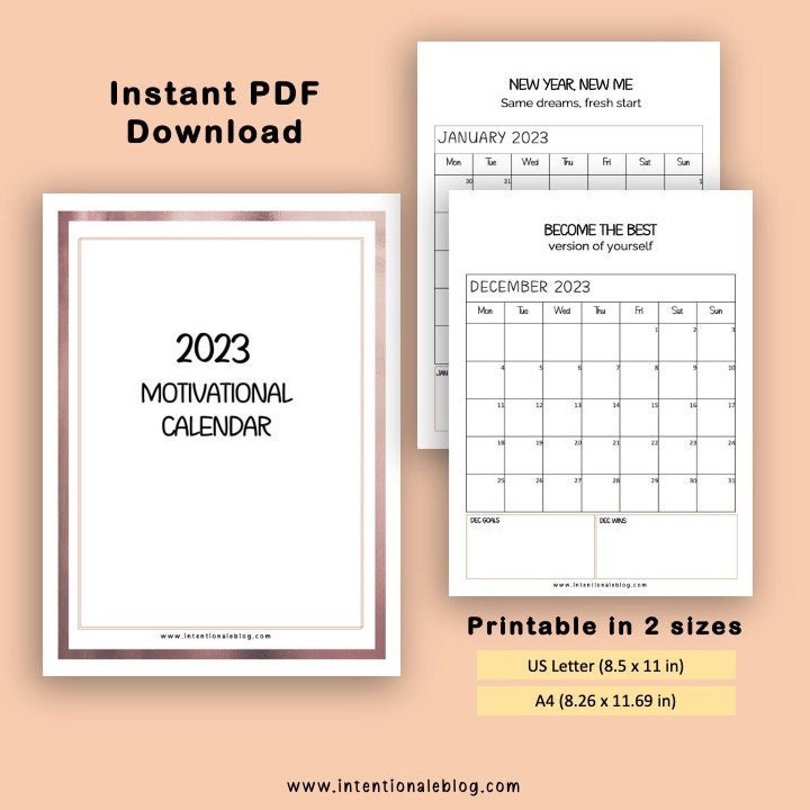 2023 Printable Motivational Calendar - Etsy