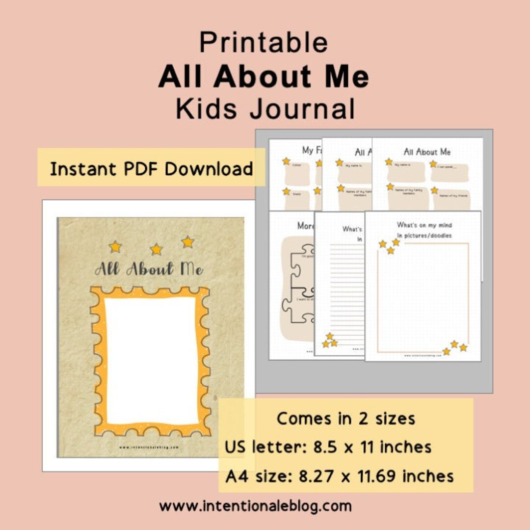 All About Me Kids Journal, Printable Cctivity, A4 and US Letter Sizes ...