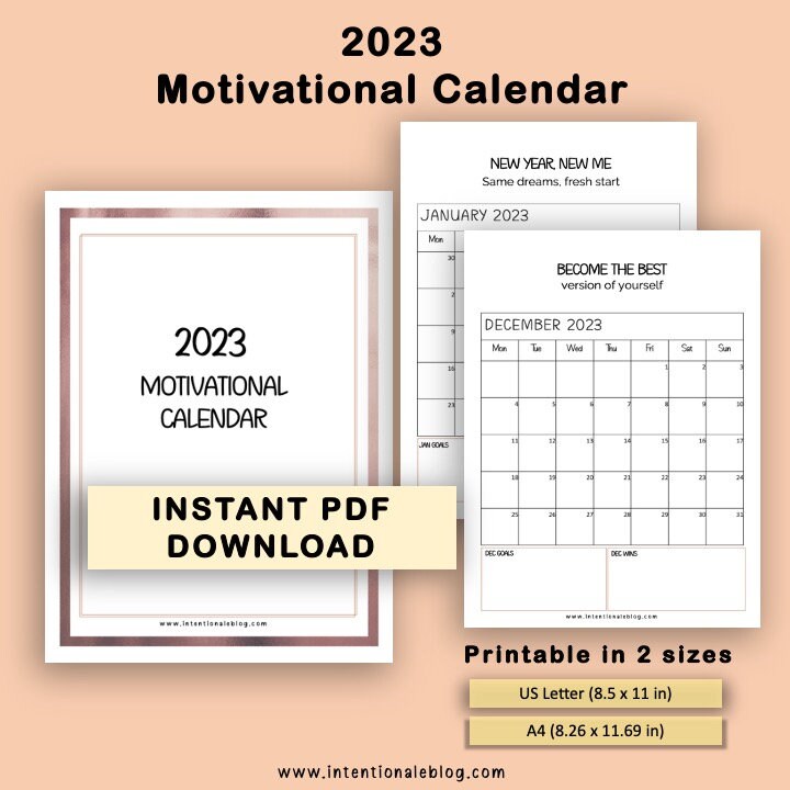 2023 Printable Motivational Calendar - Etsy