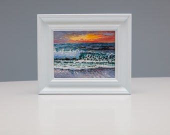 Oil Painting, Original, Seaside, Seascape, Seashore, Coastal, Waves, Beach, Ocean, Sunrise, Sunset, Cornwall, Norfolk, Scotland, Small, Art