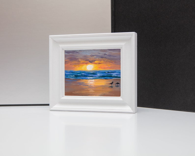 Oil Painting, Small, Art, Seaside, Seascape, Seashore, Sunset, Sunrise, Beach, Ocean, Waves, Cornwall, Norfolk, Scotland, Northumberland image 1