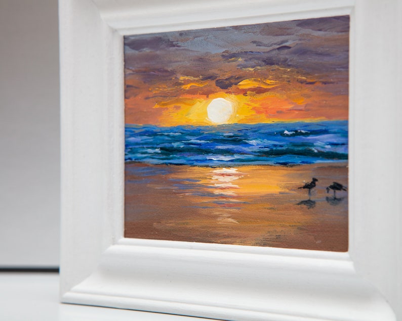 Oil Painting, Small, Art, Seaside, Seascape, Seashore, Sunset, Sunrise, Beach, Ocean, Waves, Cornwall, Norfolk, Scotland, Northumberland image 2