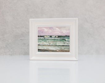 Original Oil Painting, Small Art, Framed, Seaside, Seascape, Shore, Ocean, Beach, Coastal, Cornwall, Northumberland, Essex, Suffolk, Waves