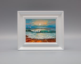 Oil Painting, Seaside, Seascape, Seashore, Waves, Ocean, Coastal, Beach, Framed, Art, Small, Cornwall, Somerset, Scotland, Norfolk, Devon