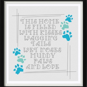 犬の詩のクロスステッチパターン：足跡のホームデコレーション（デジタルダウンロード）