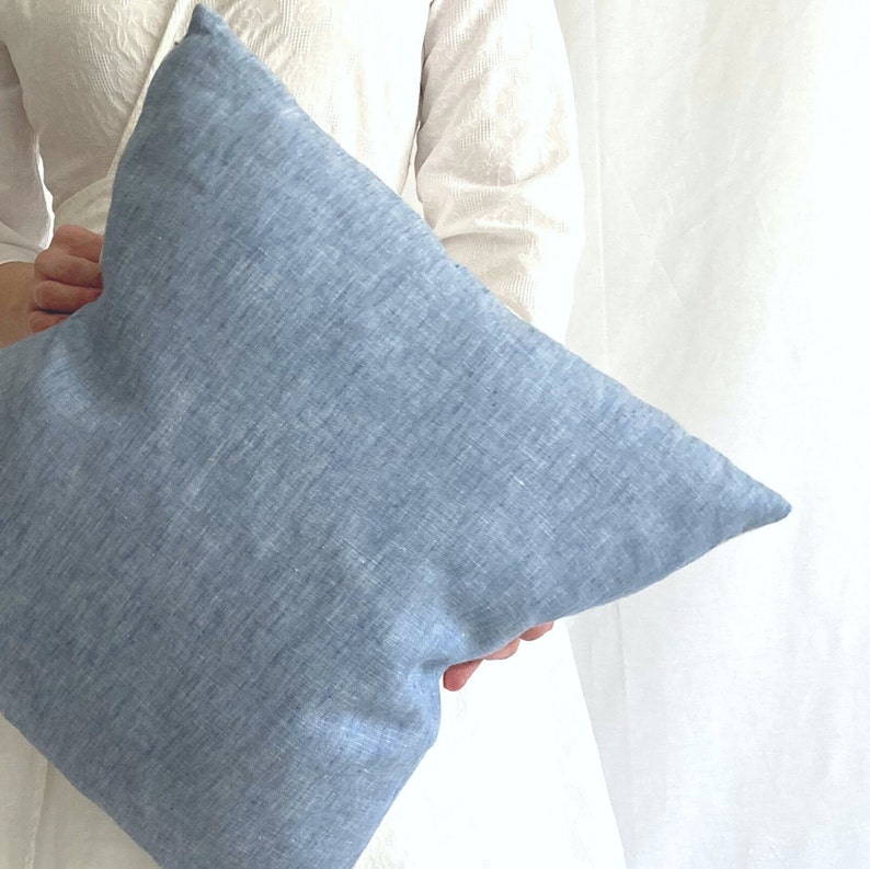 Blue Coastal Pillow Covers natural Linen Pillow Cover Set Etsy