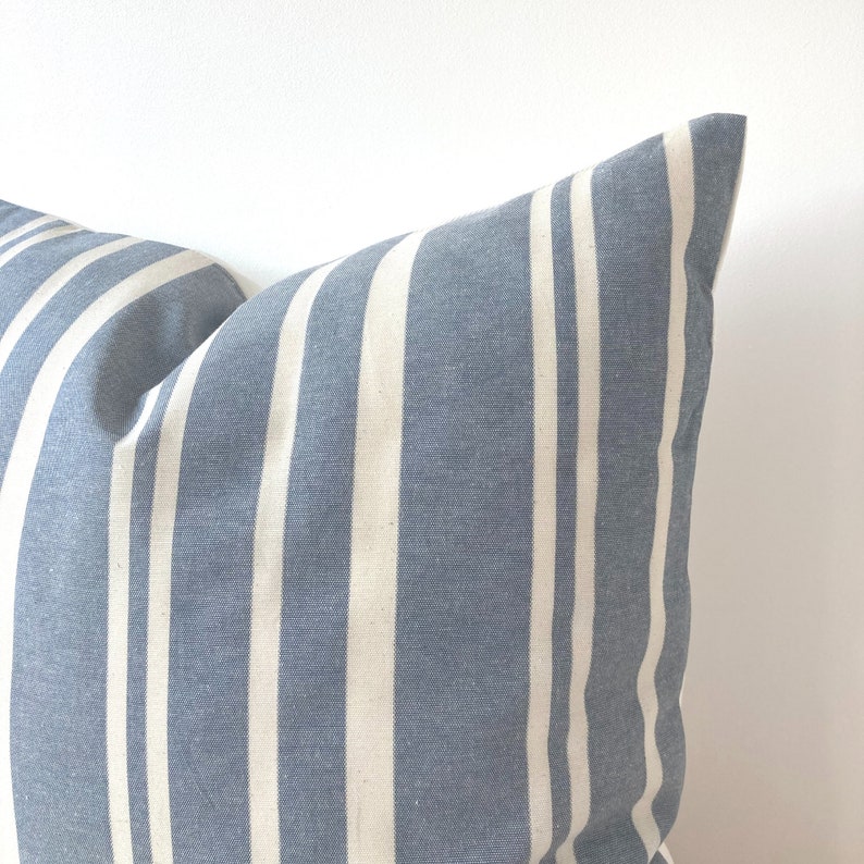 Blue Linen Pillow Cover Set Coastal Blue and Neutral Pillow Etsy
