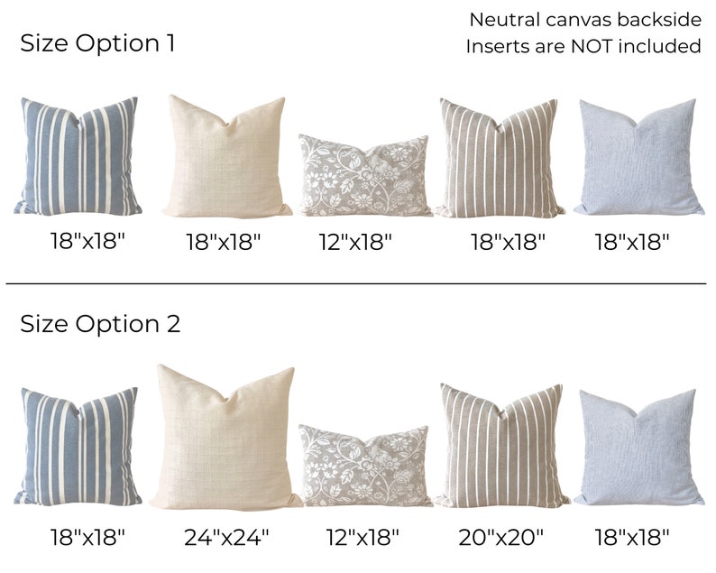Blue Neutral Pillow Cover Set Natural Linen Throw Etsy
