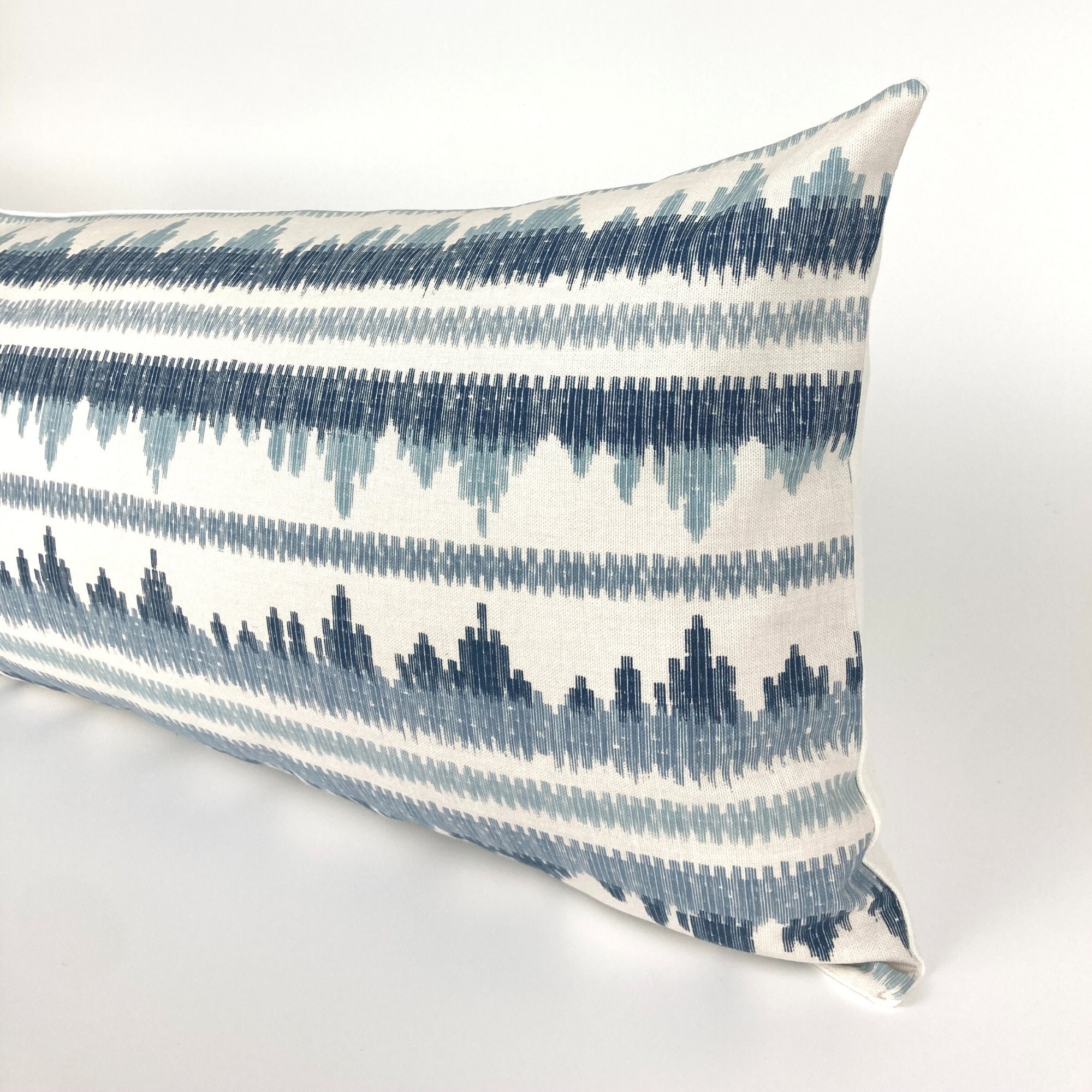 Extra Long Lumbar Blue Pillow Cover King Bed Lumbar Pillow Etsy