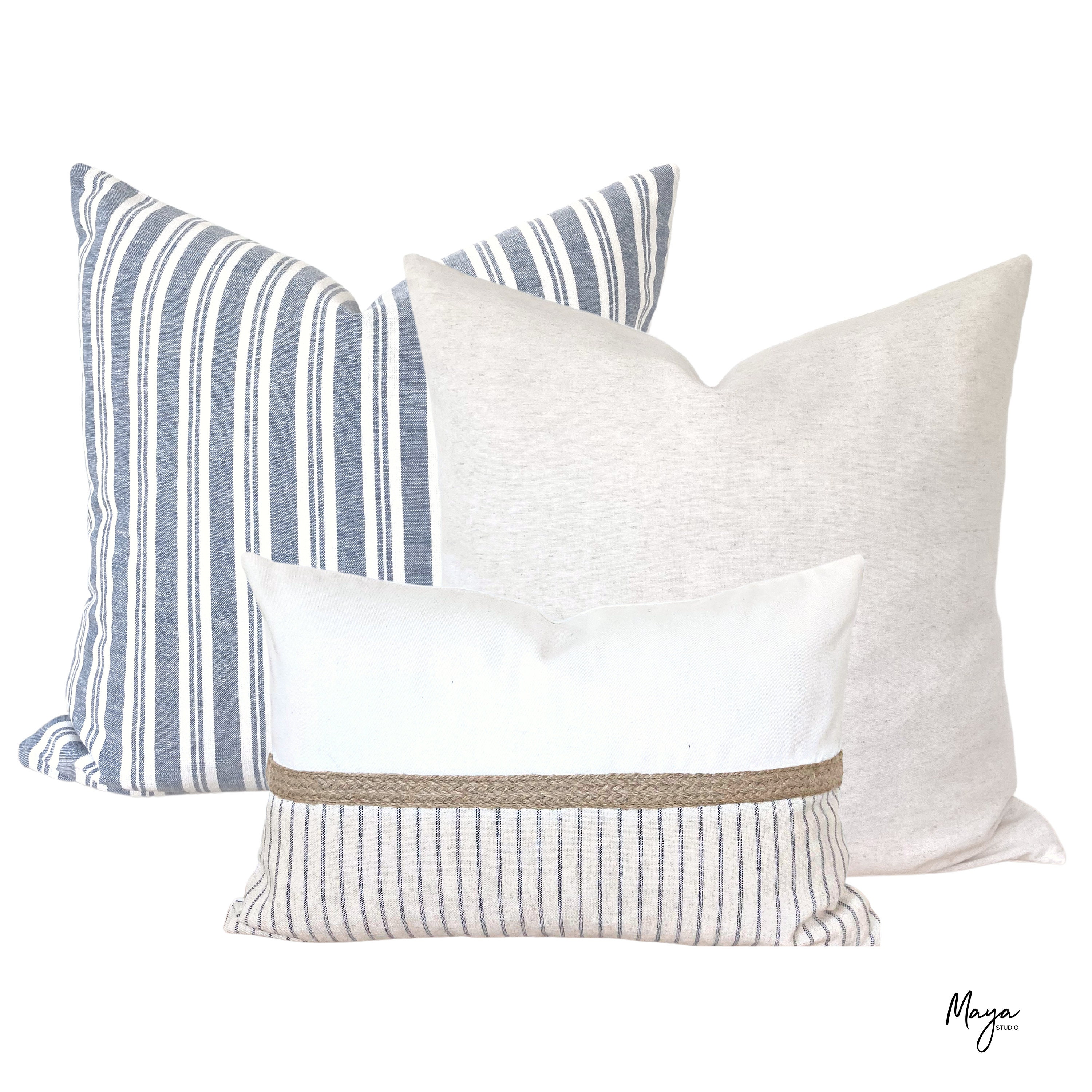 Coastal Linen Pillow Cover Set, Neutral Coastal Pillow Cover, Coastal