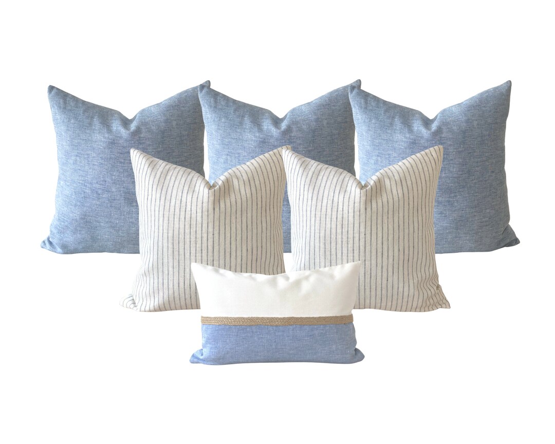 Blue Bed Pillow Cover Set Coastal Pillowcase Set for Bed Etsy