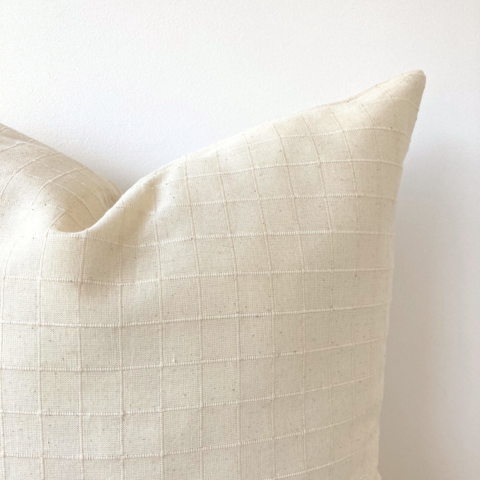 Natural Decorative Bed Pillow Cover Set Textured Cream Linen Etsy