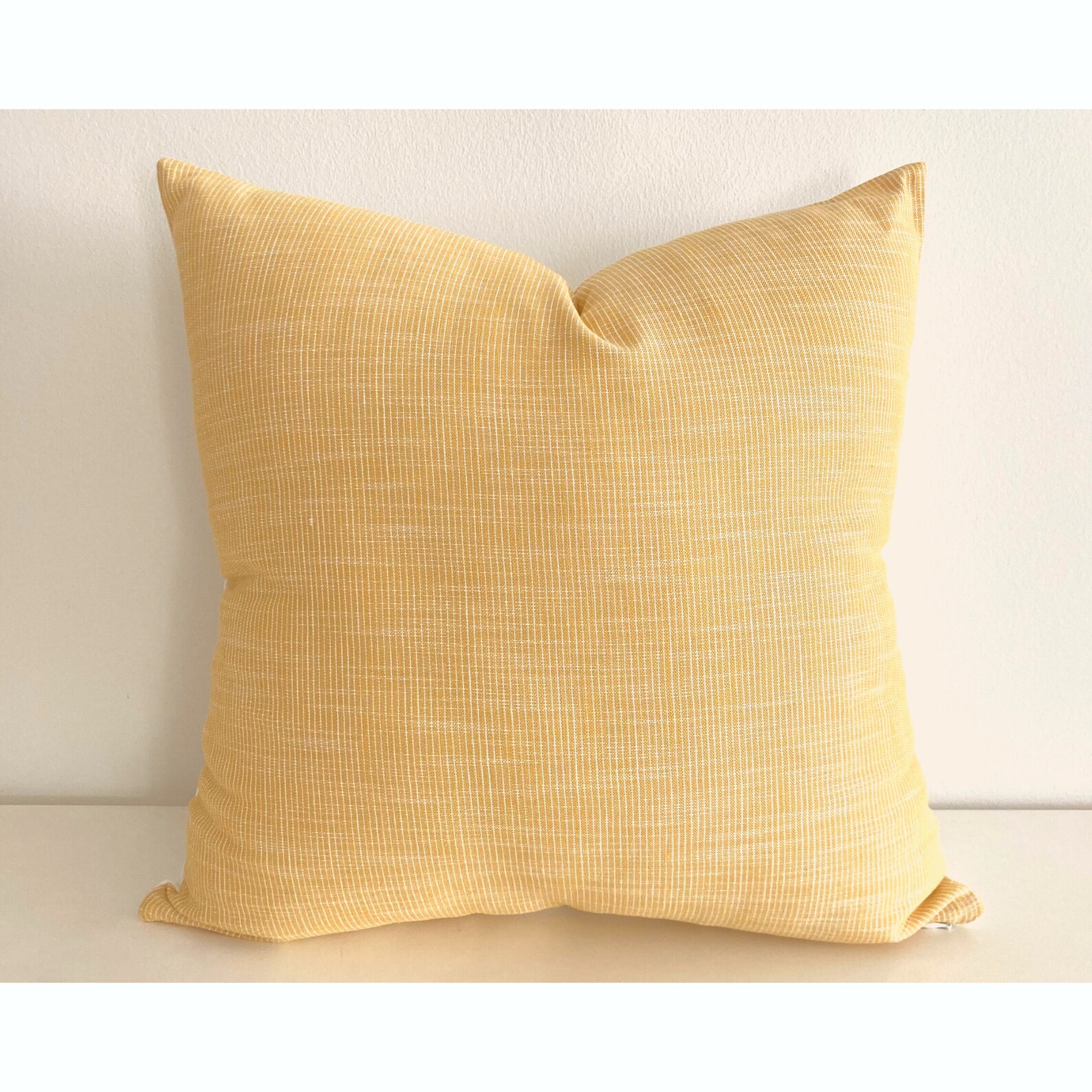 Yellow Linen Pillow Cover Soft Yellow and White Stripes Etsy