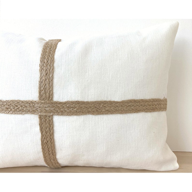 Blue Linen Pillow Cover Set Coastal Blue and Neutral Pillow Etsy
