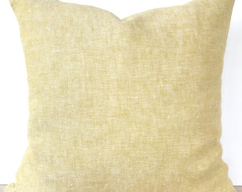 Light Yellow Woven Pillow Cover, Modern Farmhouse  Light Yellow Pillow Cover, Woven Textured Natural Cotton Decorative Pillow Cover 18x18