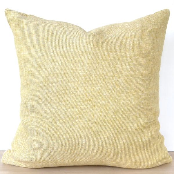 Light Yellow Woven Pillow Cover, Modern Farmhouse  Light Yellow Pillow Cover, Woven Textured Natural Cotton Decorative Pillow Cover 18x18