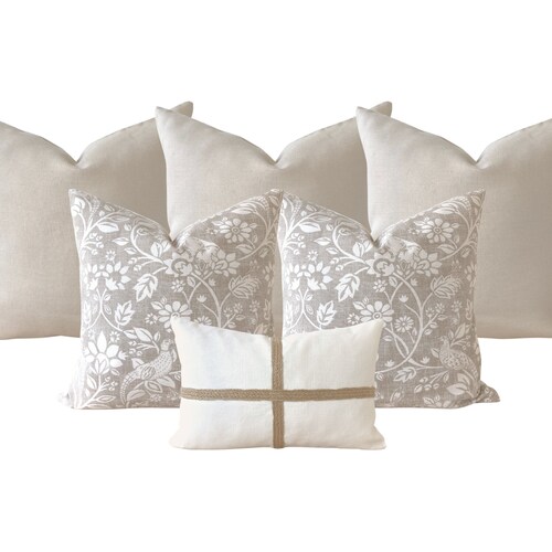 Neutral Pillow Cover Set All Natural European Linen Throw Etsy