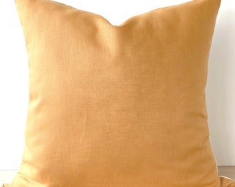 Yellow Linen Pillow Cover, Honey Yellow Cushion Cover, Natural Soft Linen Throw Pillow Cover, Honey Yellow Accent Pillow 18x18