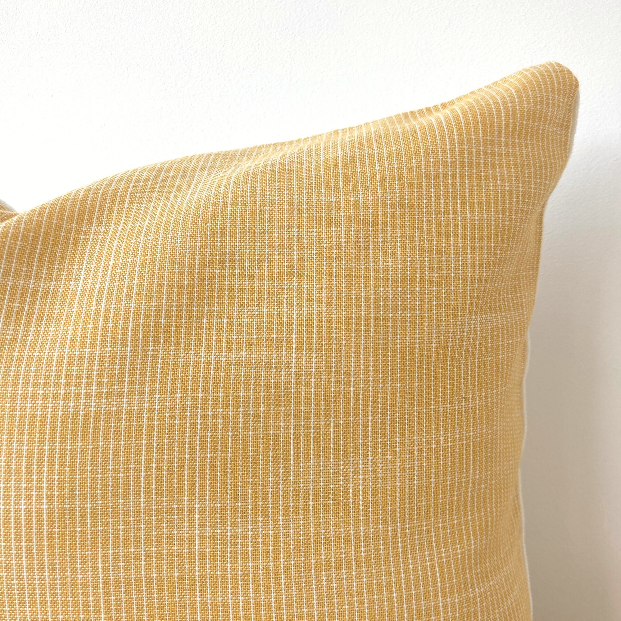 Yellow Linen Pillow Cover Soft Yellow and White Stripes Etsy