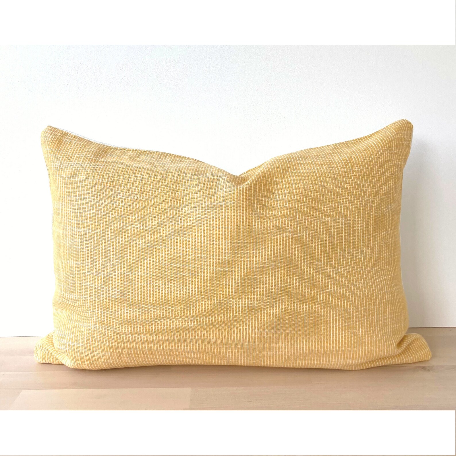 Yellow Linen Pillow Cover Soft Yellow and White Stripes Etsy