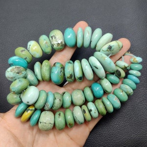 Big Size Natural Hubei  Turquoise, Rondelle  Shape Beads, Loose Gemstone, Handmade Gemstone. 33