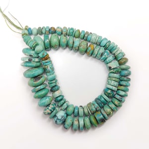 Natural Hubei  Turquoise, Rondelle  Shape Beads, Loose Gemstone, Handmade Gemstone. 10