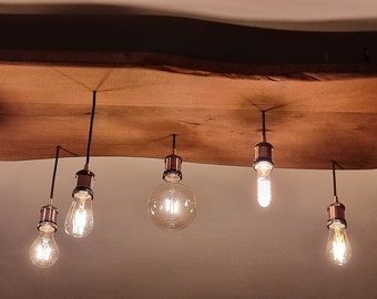 Wohnzimmer, Lampe, LED, Retro, Holz, Massiv, 120x40cm, Warmes Licht, inkl. LED Birnen, inkl. Befestigung, 20 Watt