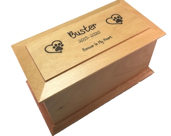 Wooden Pet Cremation Urn, Memorial Casket**Small/Medium/Large/X Large/XX Large sizes * * For Ashes