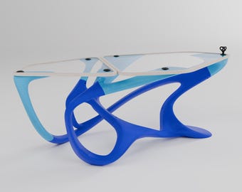 Sculptural Customizable 3D-Printed Coffee Table, Modular Design with Vibrant Color Options in Biodegradable PLA (Color Template F)