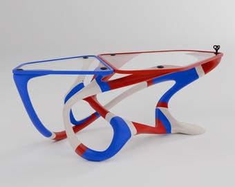Sculptural Customizable 3D-Printed Coffee Table, Modular Design with Vibrant Color Options in Biodegradable PLA (Color Template H)