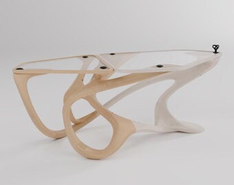Sculptural Customizable 3D-Printed Coffee Table, Modular Design with Vibrant Color Options in Biodegradable PLA (Color Template I)